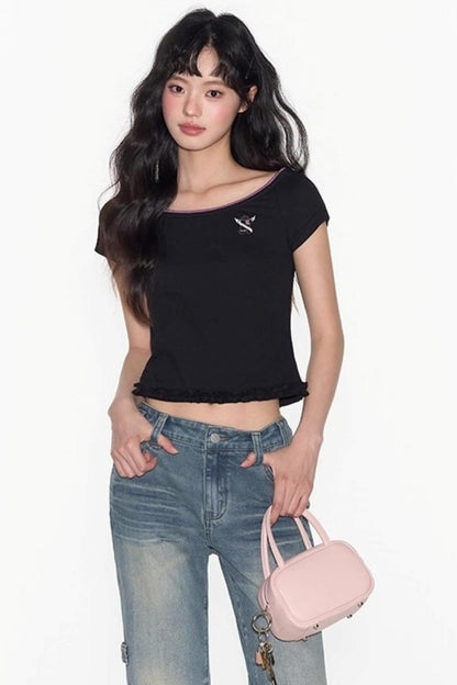 Nap Embroidery Short Sleeve T-Shirt