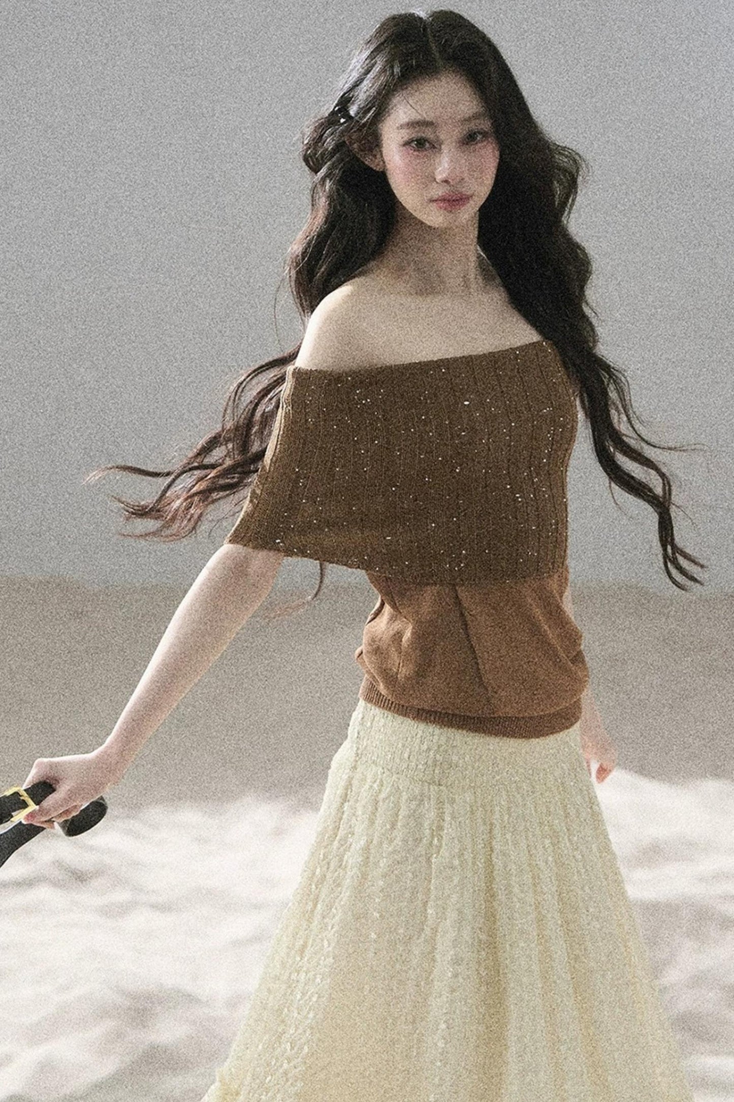 Youthful Off-Shoulder Knit Top