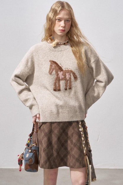 Floral Pony Festive Sweater
