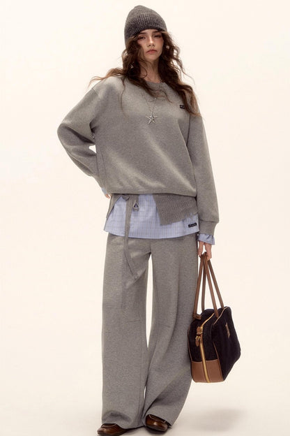 Plaid Patchwork Knit Sweater Set-Up