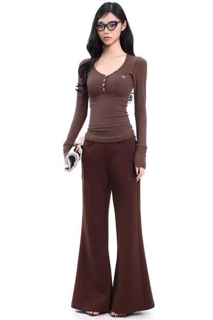 Retro Gray Flared Pants