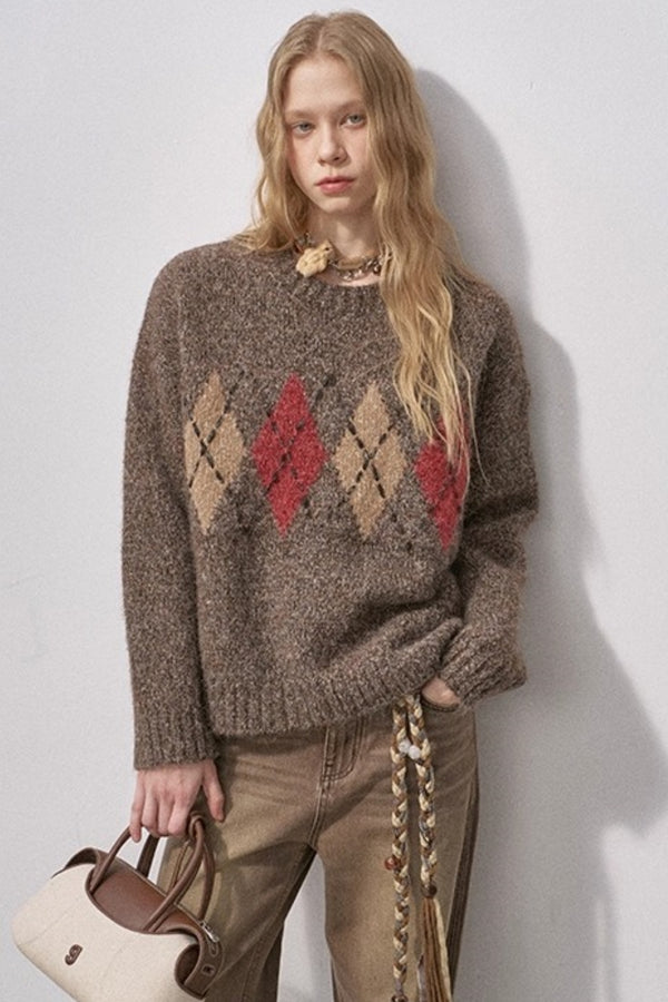 Floral Diamond Knit Sweater