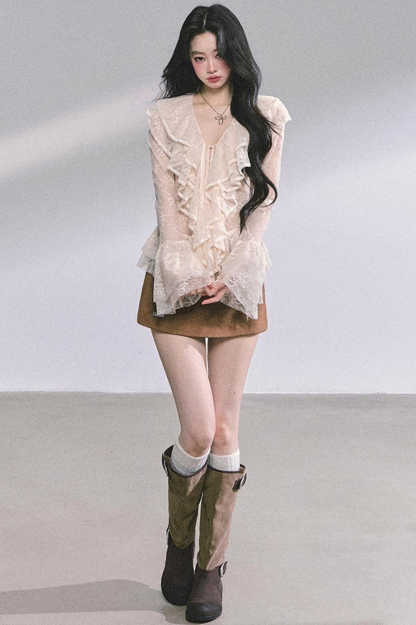 Coffee Shade Long Sleeve Top