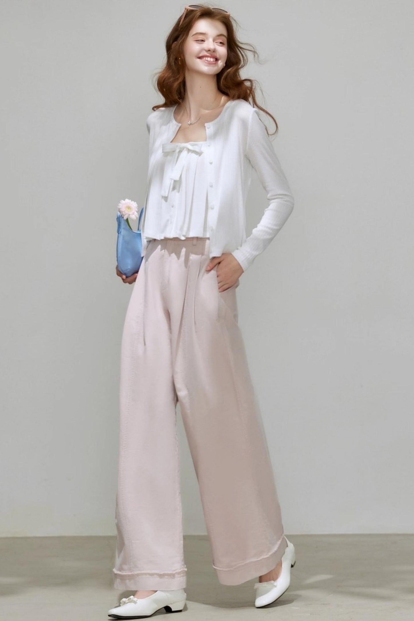 Cropped Cardigan Camisole Knit Set-Up