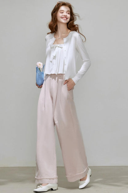 Cropped Cardigan Camisole Knit Set-Up