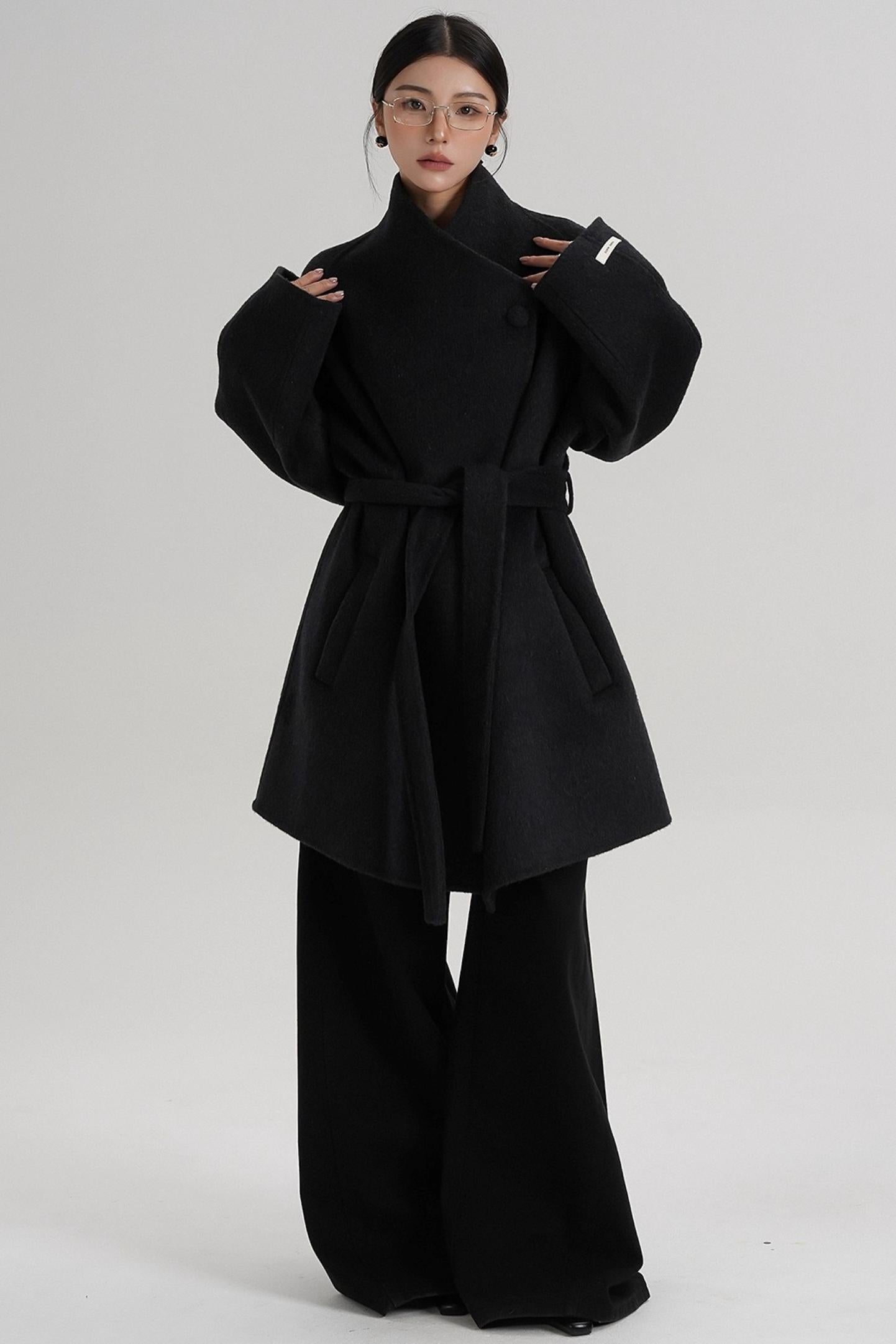 Cross-Body Wool Coat