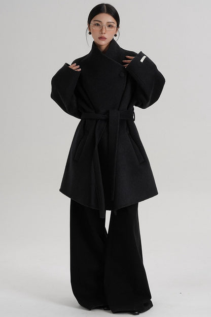 Cross-Body Wool Coat