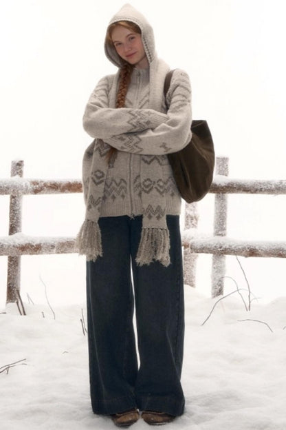 Light Bow-Knot Knit Cardigan Set-Up