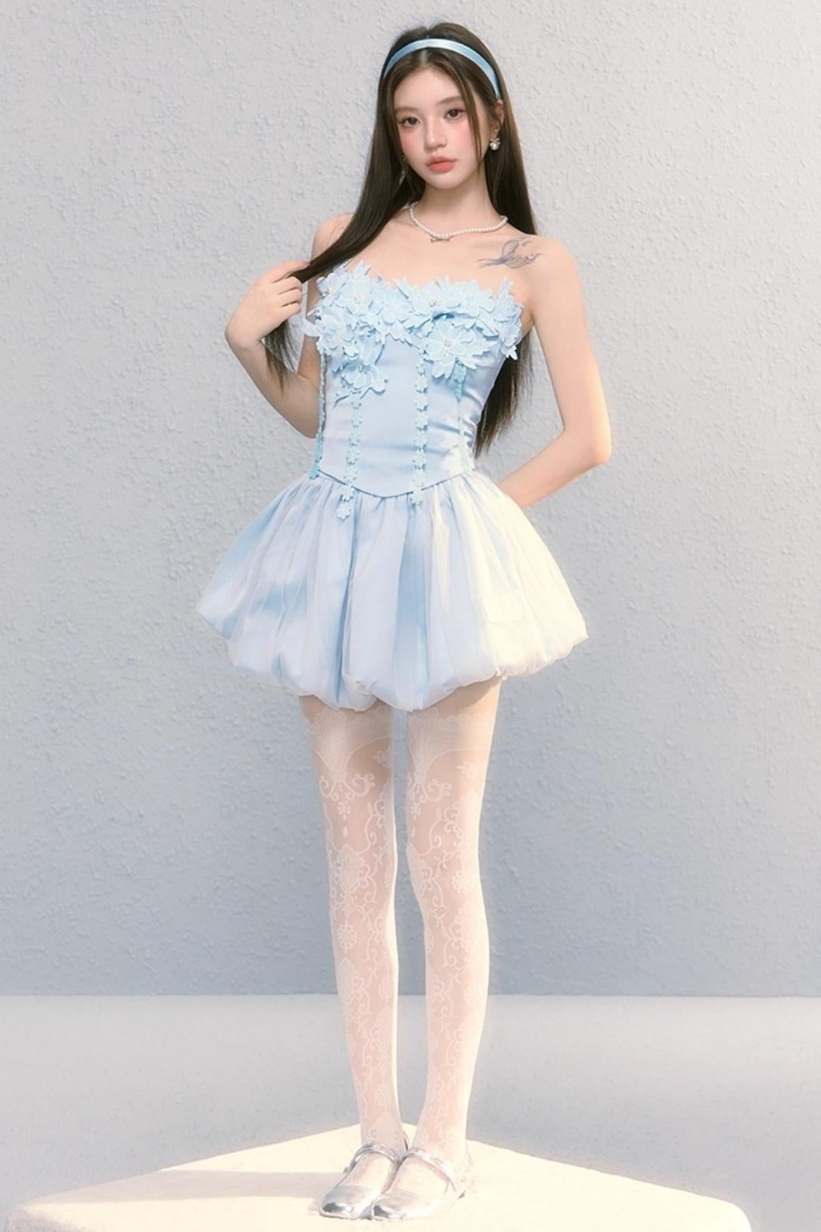 Embroidered Roses Two-Piece Skirt Set-Up