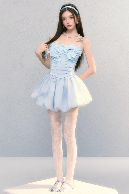 Embroidered Roses Two-Piece Skirt Set-Up