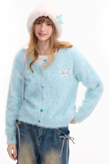 Lazy Butterfly Plush Cardigan