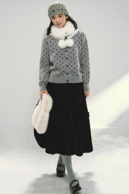 Lace Collar Polka Dot Cardigan