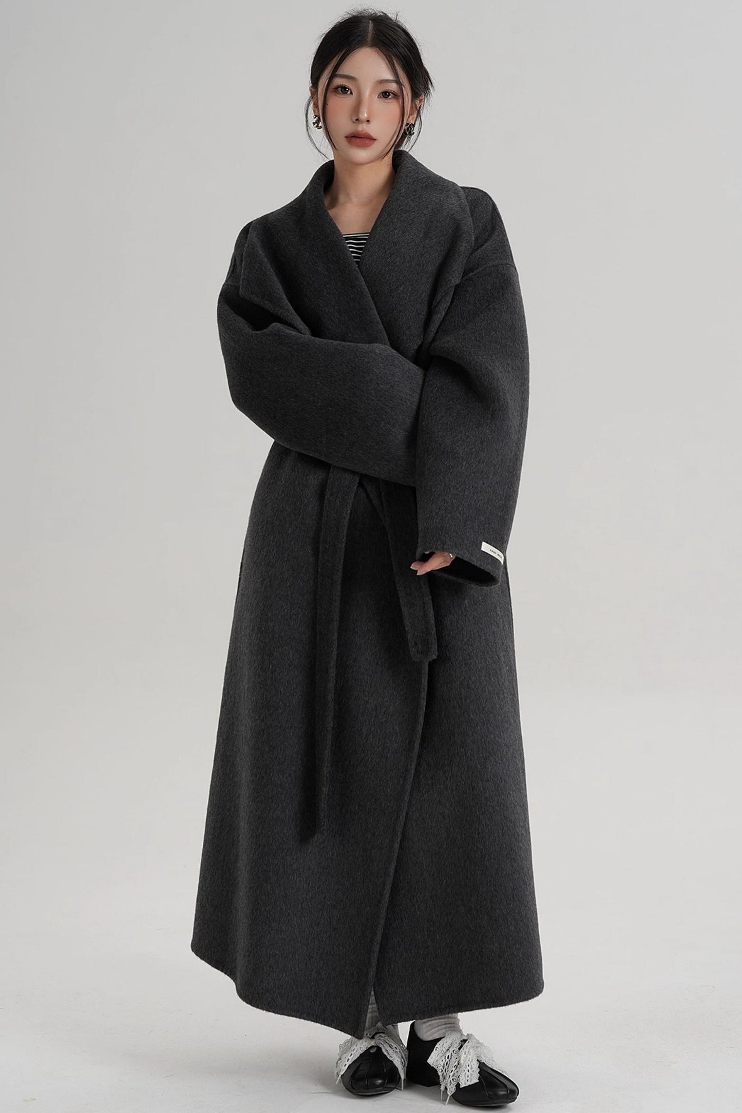 Large Lapel Long Wool Coat