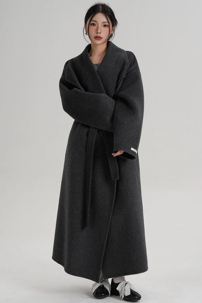 Large Lapel Long Wool Coat