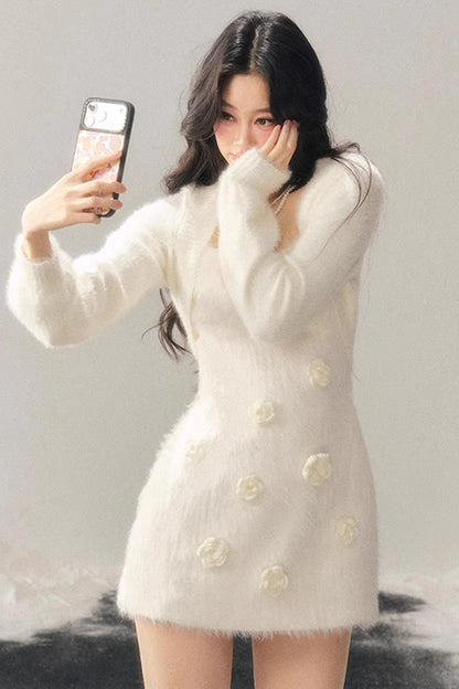 Three-Dimensional Floral Winter Dress