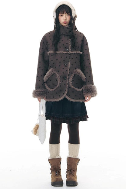 Reversible Polka Dot Fur Coat