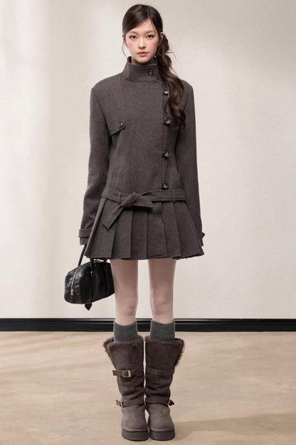 Stand-Up Collar Woolen Coat