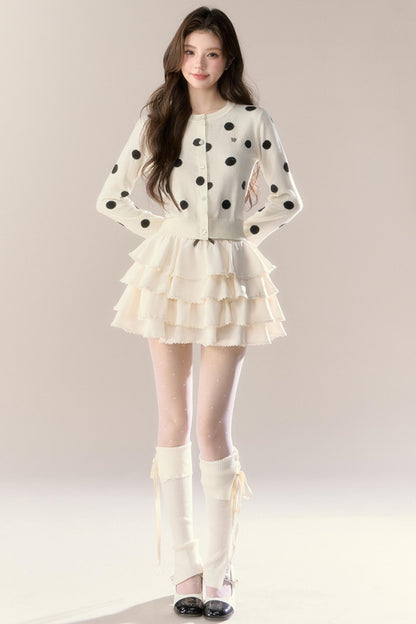 Velvet Polka Dot Cardigan