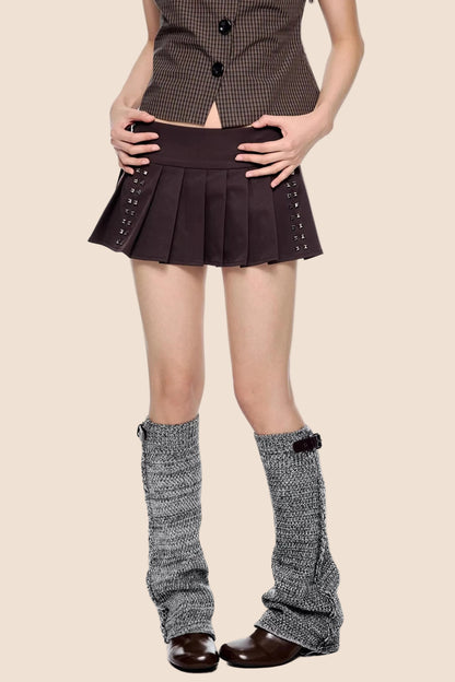 Rivet Pleated Retro Skirt