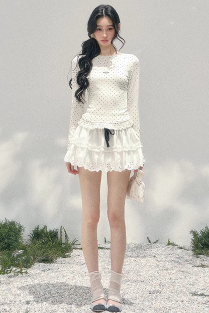 Polka Dot Two-Piece Blouse