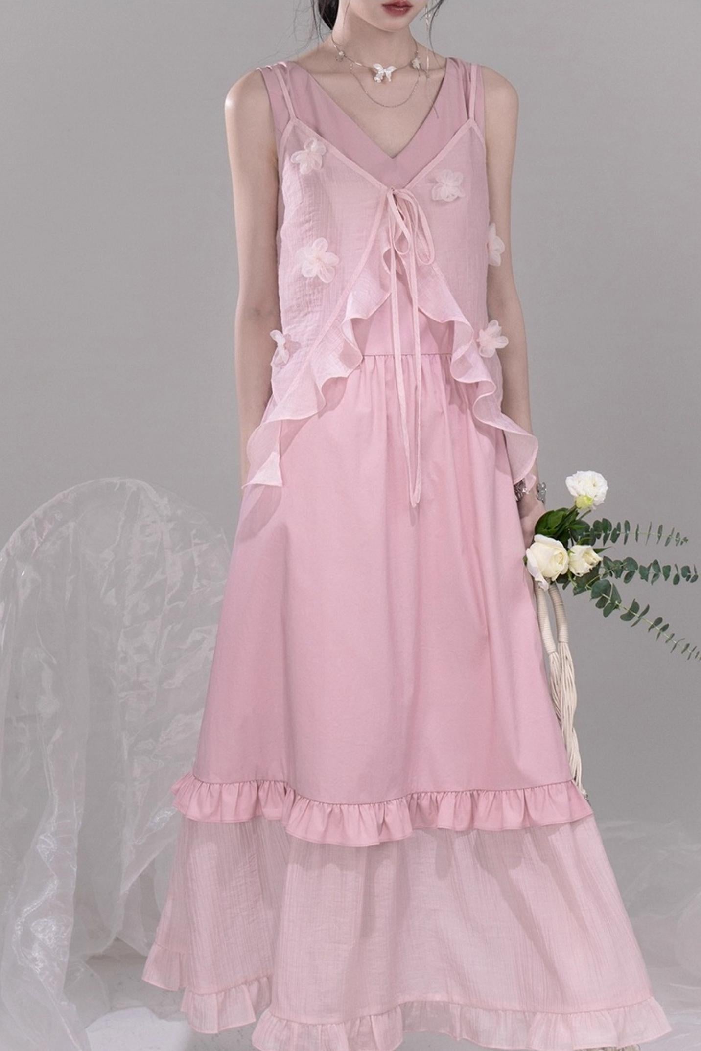 Romantic Blue Flower Cardigan Skirt Set