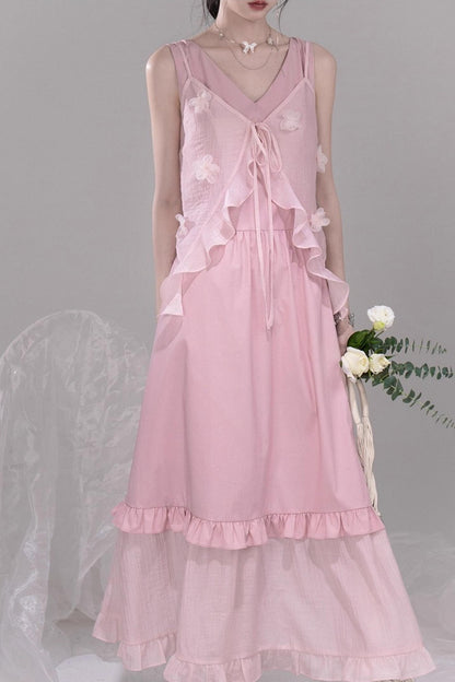 Romantic Blue Flower Cardigan Skirt Set