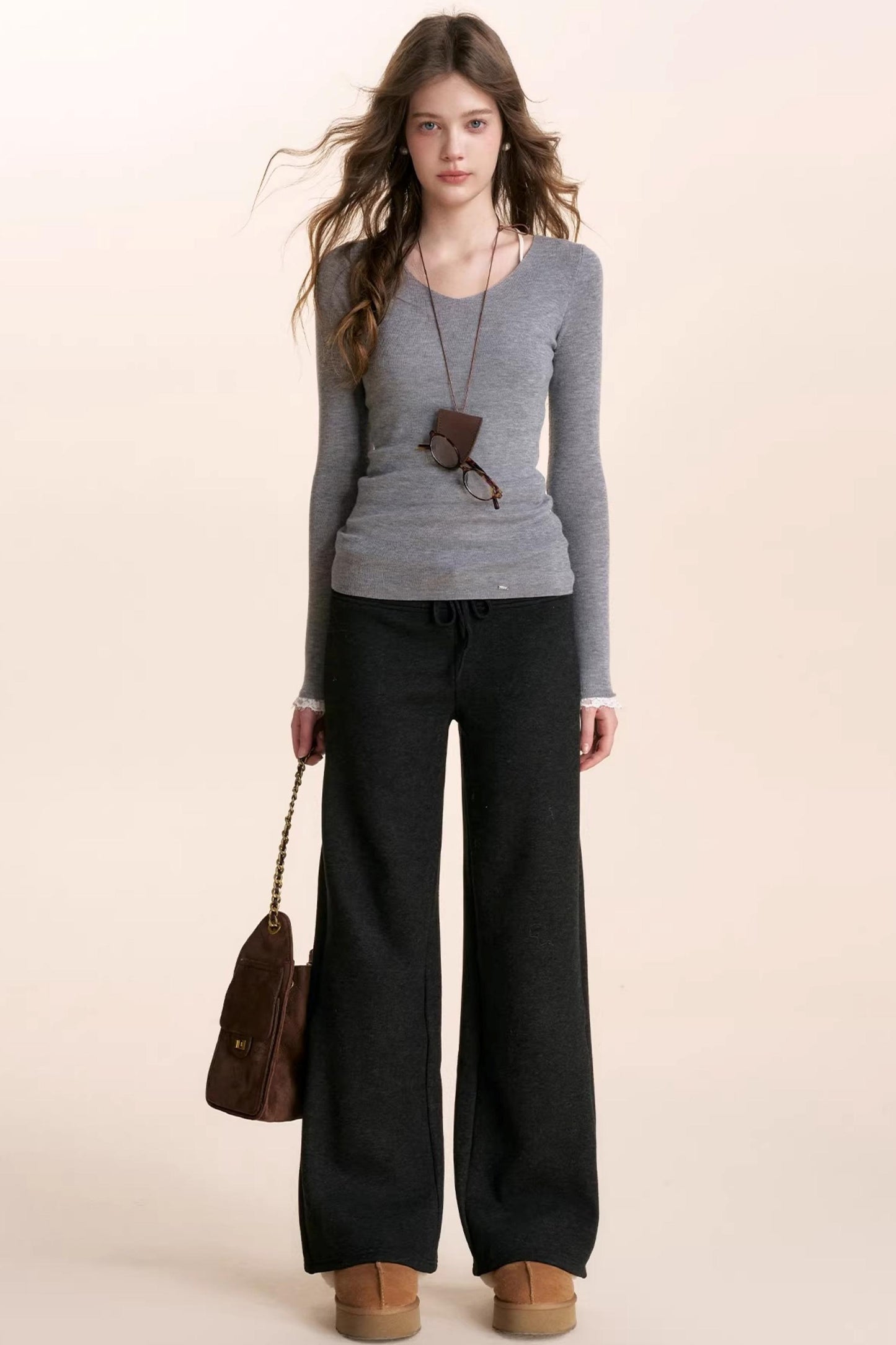 Romantic Lace Wool Pants