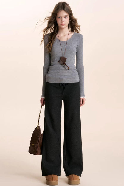 Romantic Lace Wool Pants