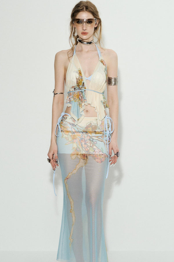 Tropical Breeze Halter Swimsuit Set