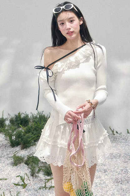 Spring White Half-Skirt