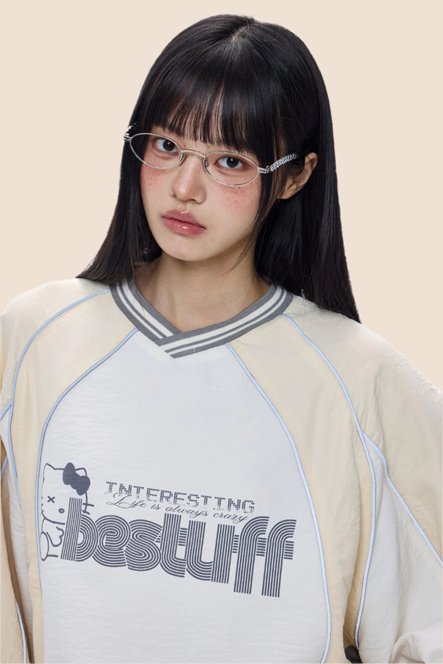 Monogram V-Neck Jersey Sweatshirt