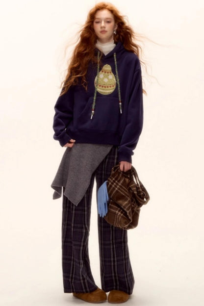 Brushed Fair Isle Knit Hoodie Sweater