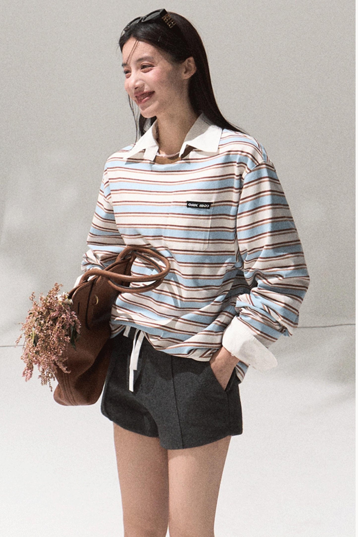 Contrasting Striped Cotton Top