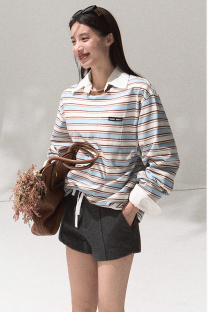 Contrasting Striped Cotton Top