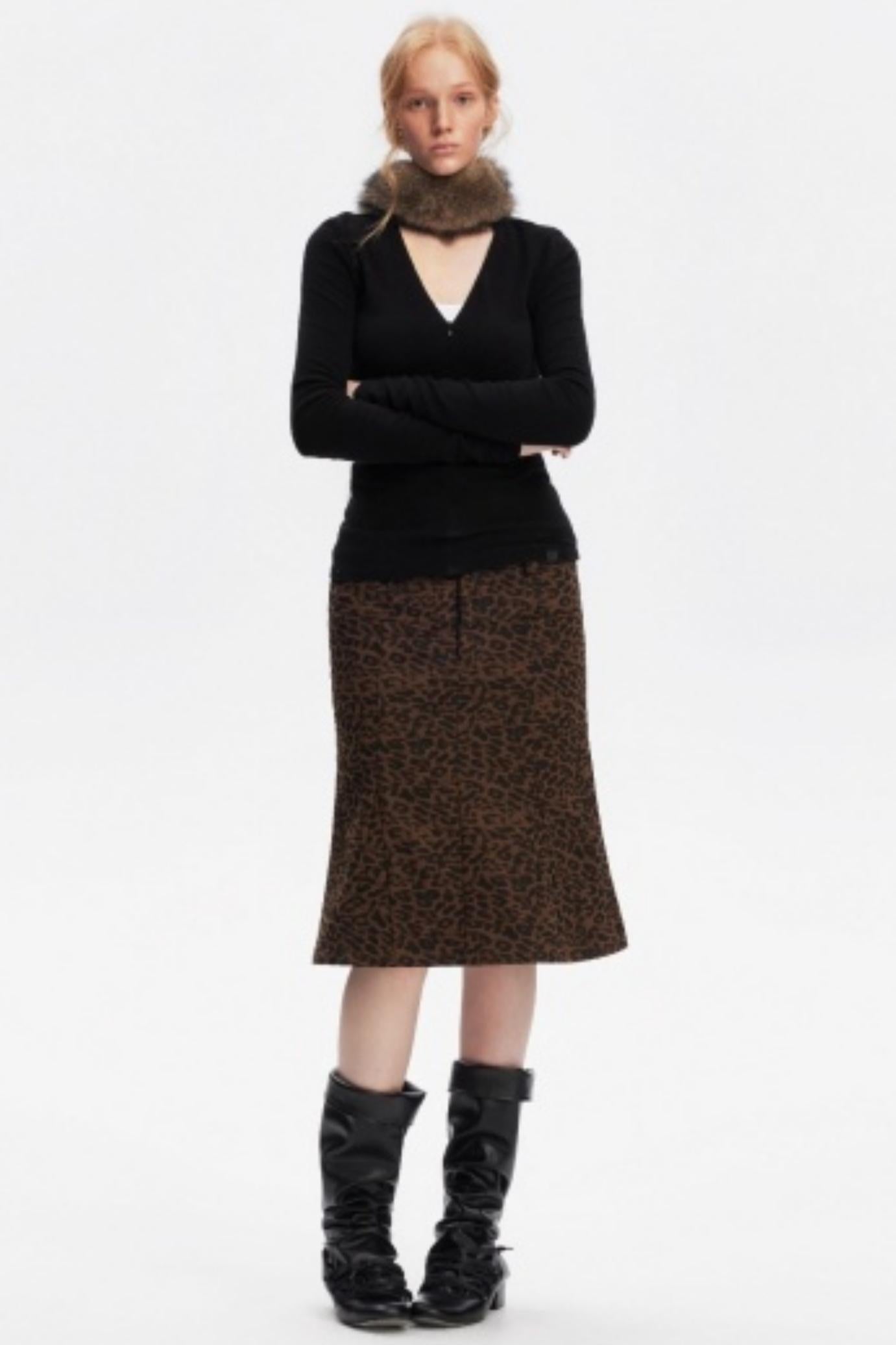 Korean Leopard Fishtail Skirt