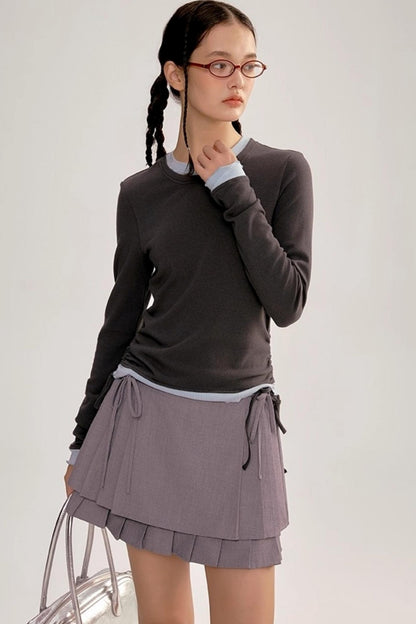 Contrasting Slim Long-Sleeved Top