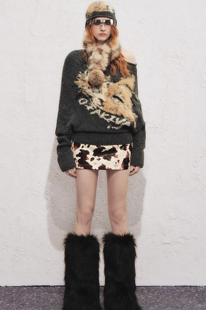 Multi-Colored Fur Ball Scarf