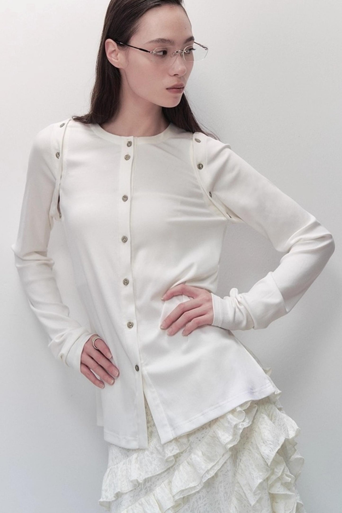 Detachable Round Neck Knitted Cardigan