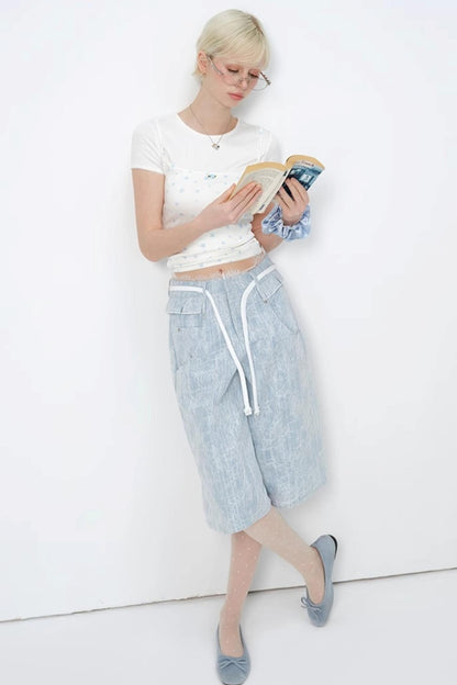 Summer Lace High-Waist Wide-Leg Pants