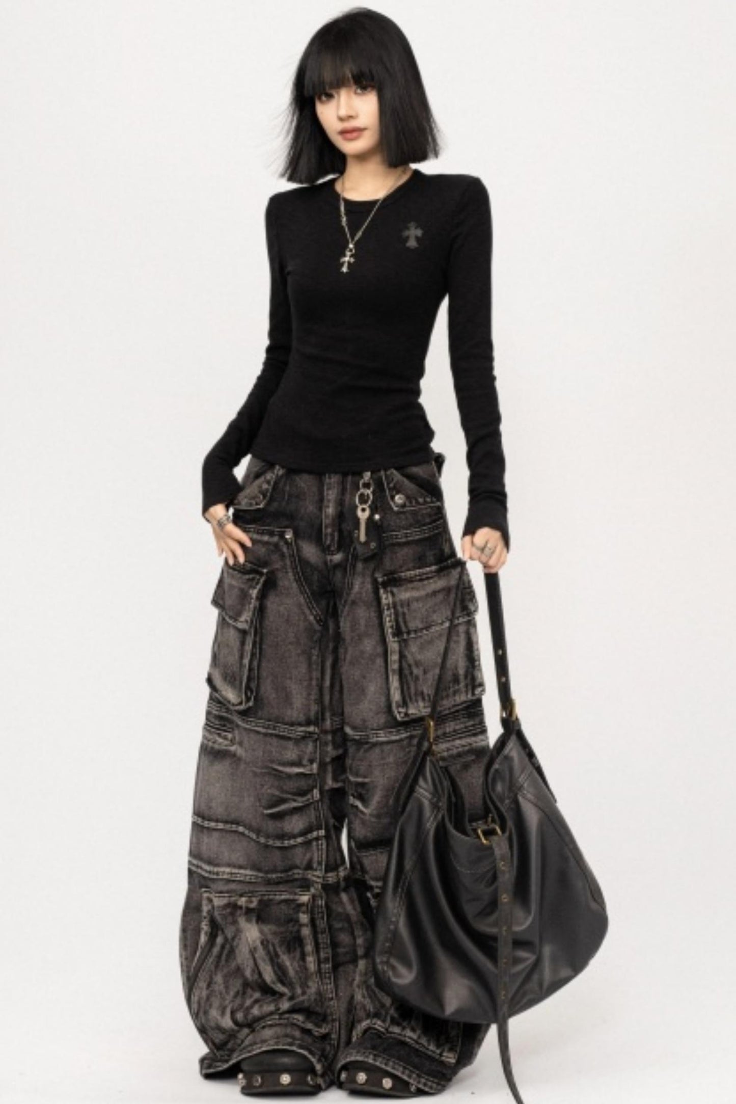 Retro Black Slim-Fitting Top