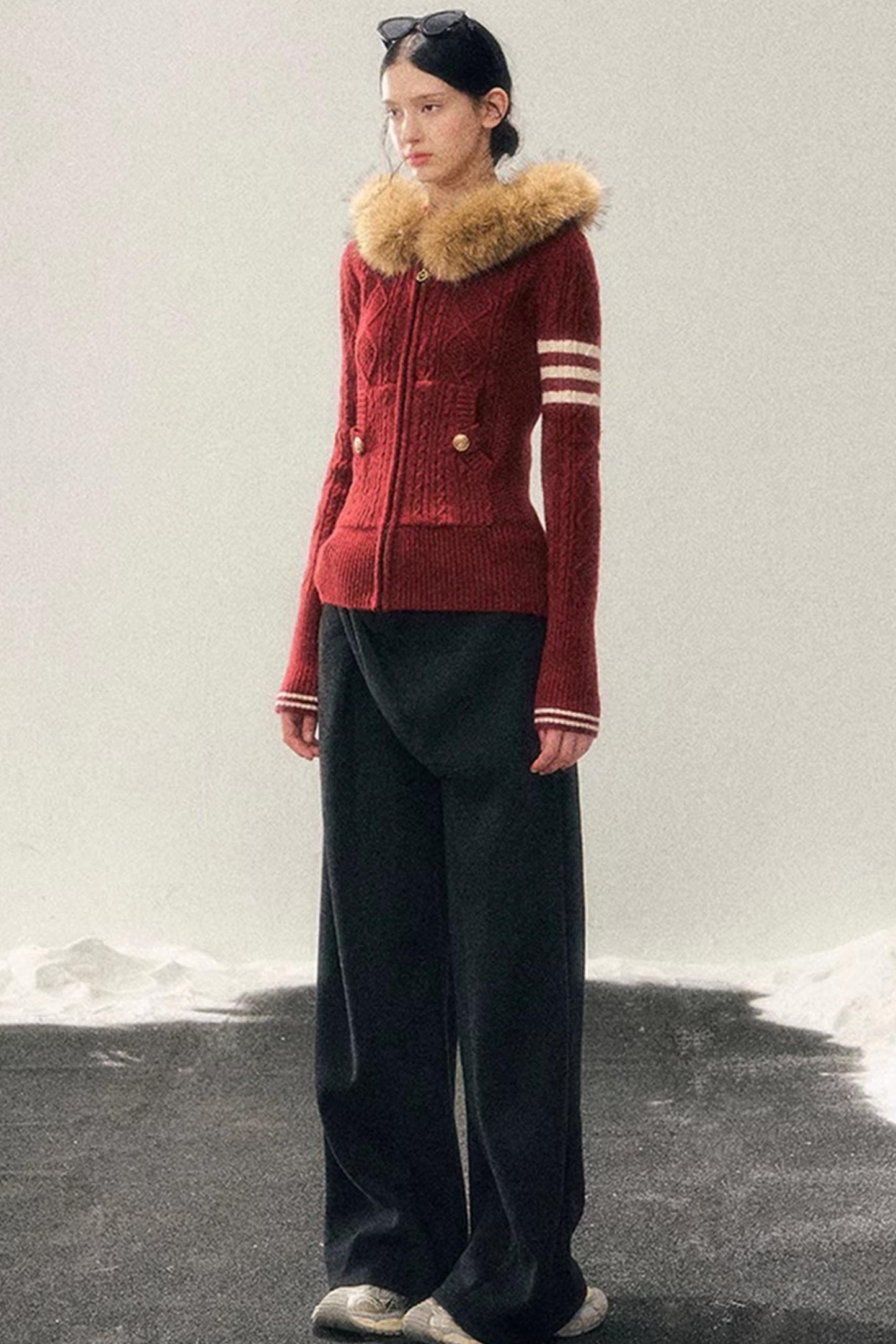 Fleece-Lined Wide-Leg Pants