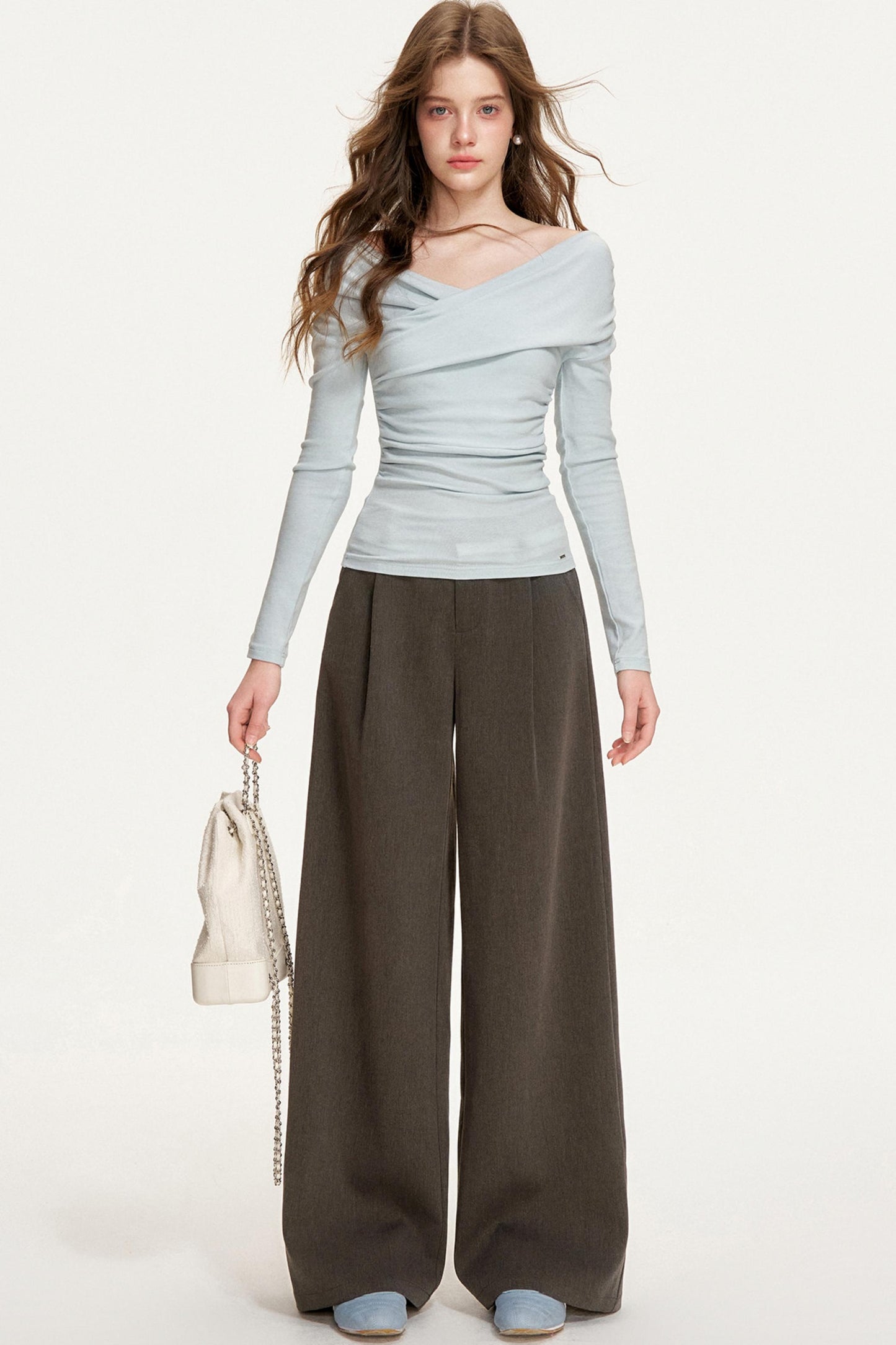 Romantisches Woll-Falten-Top