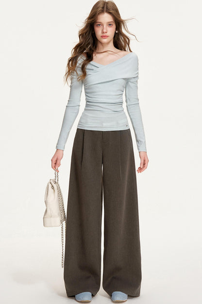 Romantisches Woll-Falten-Top