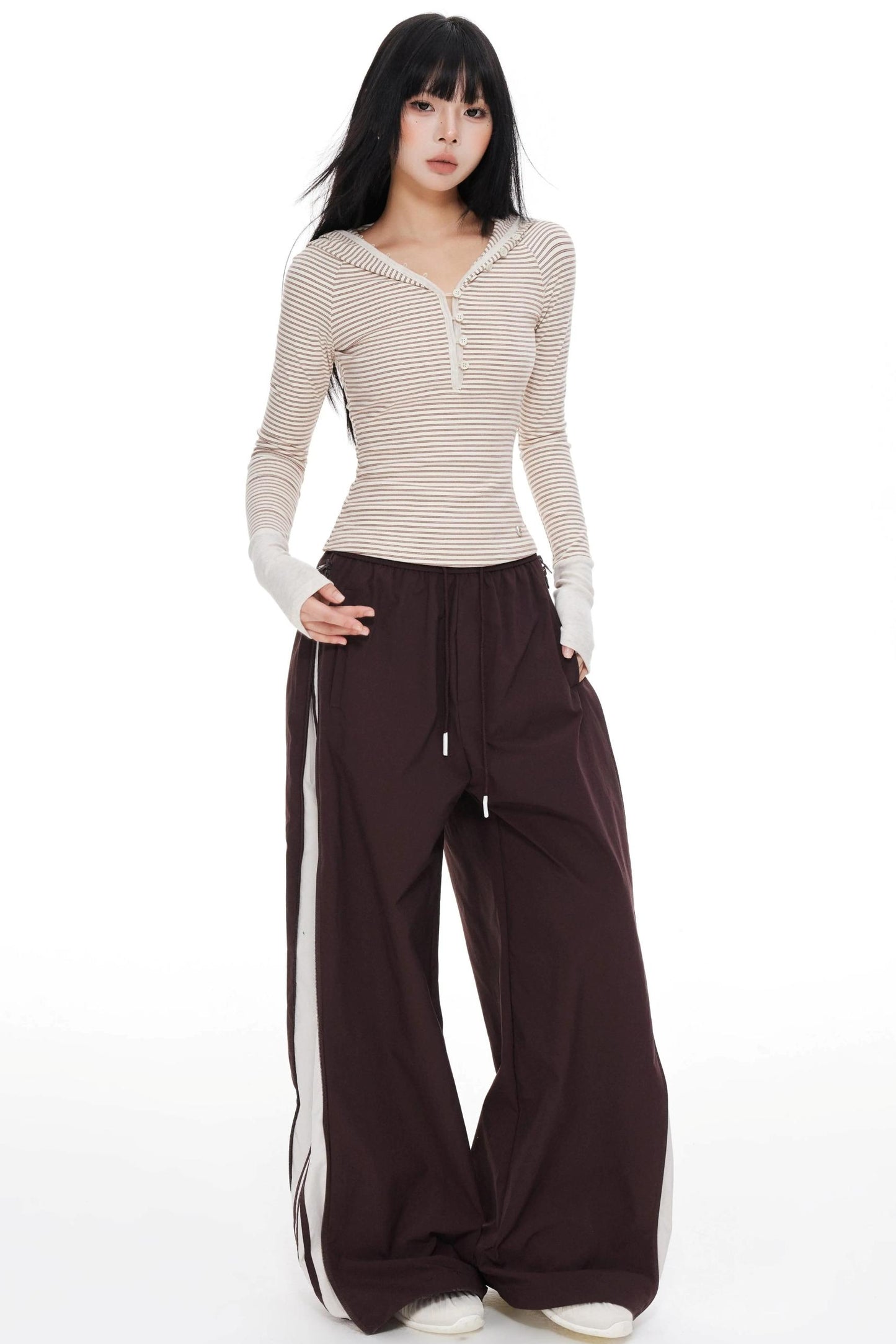 Striped Wide-leg Pants