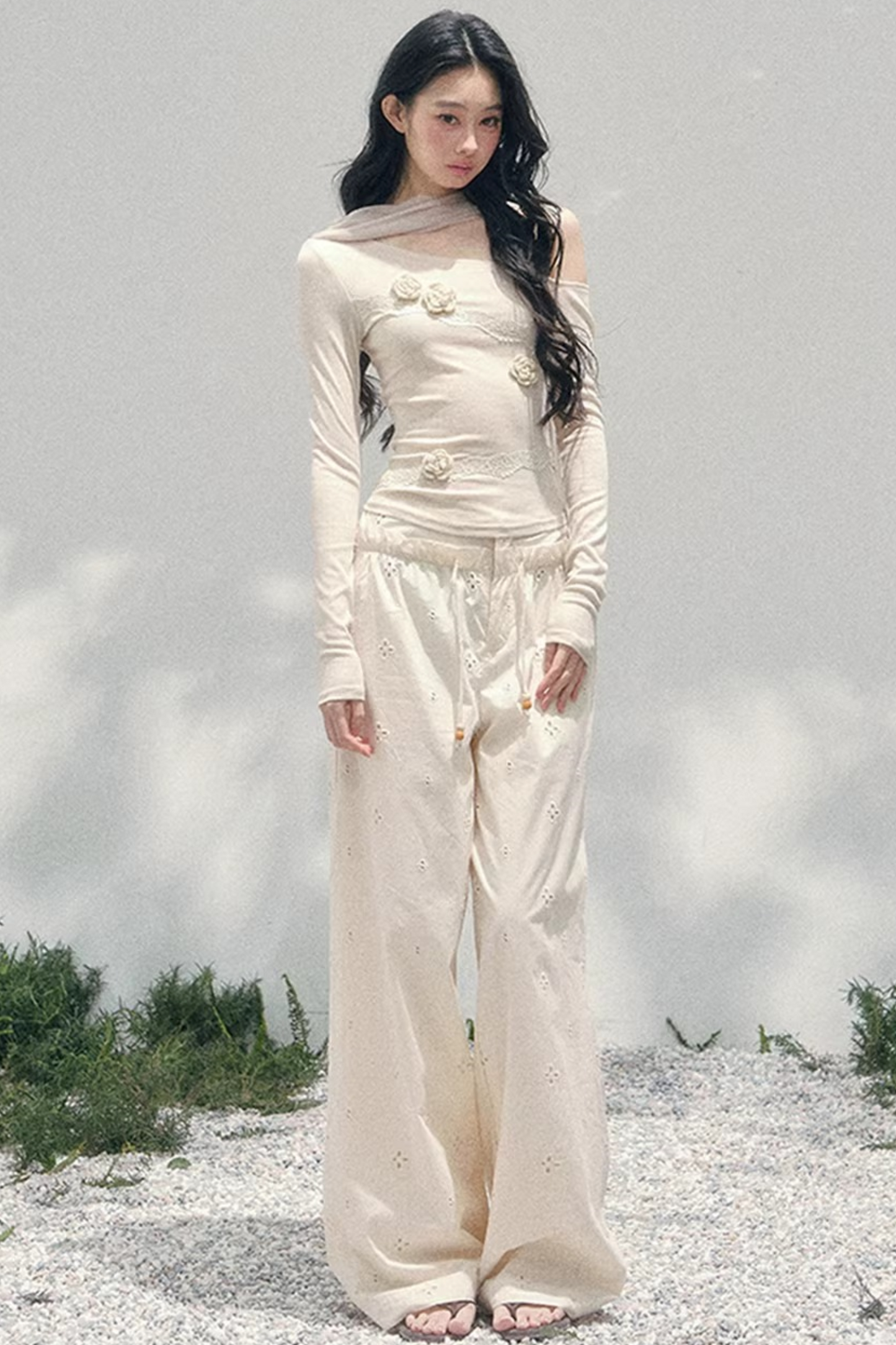 Rose Whisper Off-Shoulder Blouse