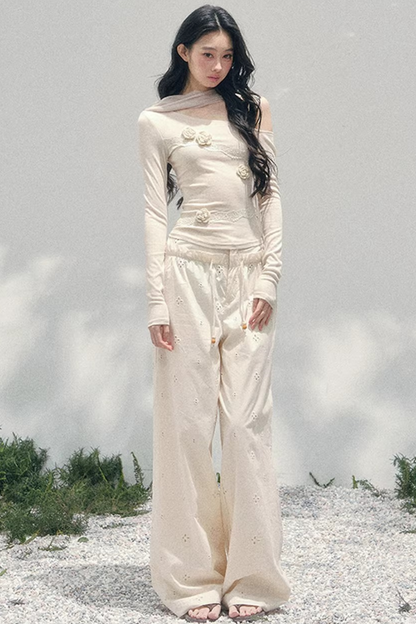 Rose Whisper Off-Shoulder Blouse