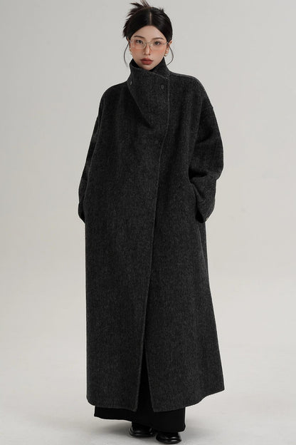 Stand-Up Collar Elongated Wool Coat