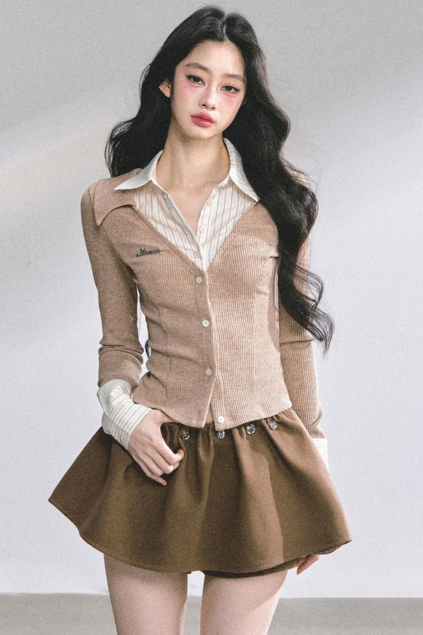 Slimming Long-Sleeved Knitted Top