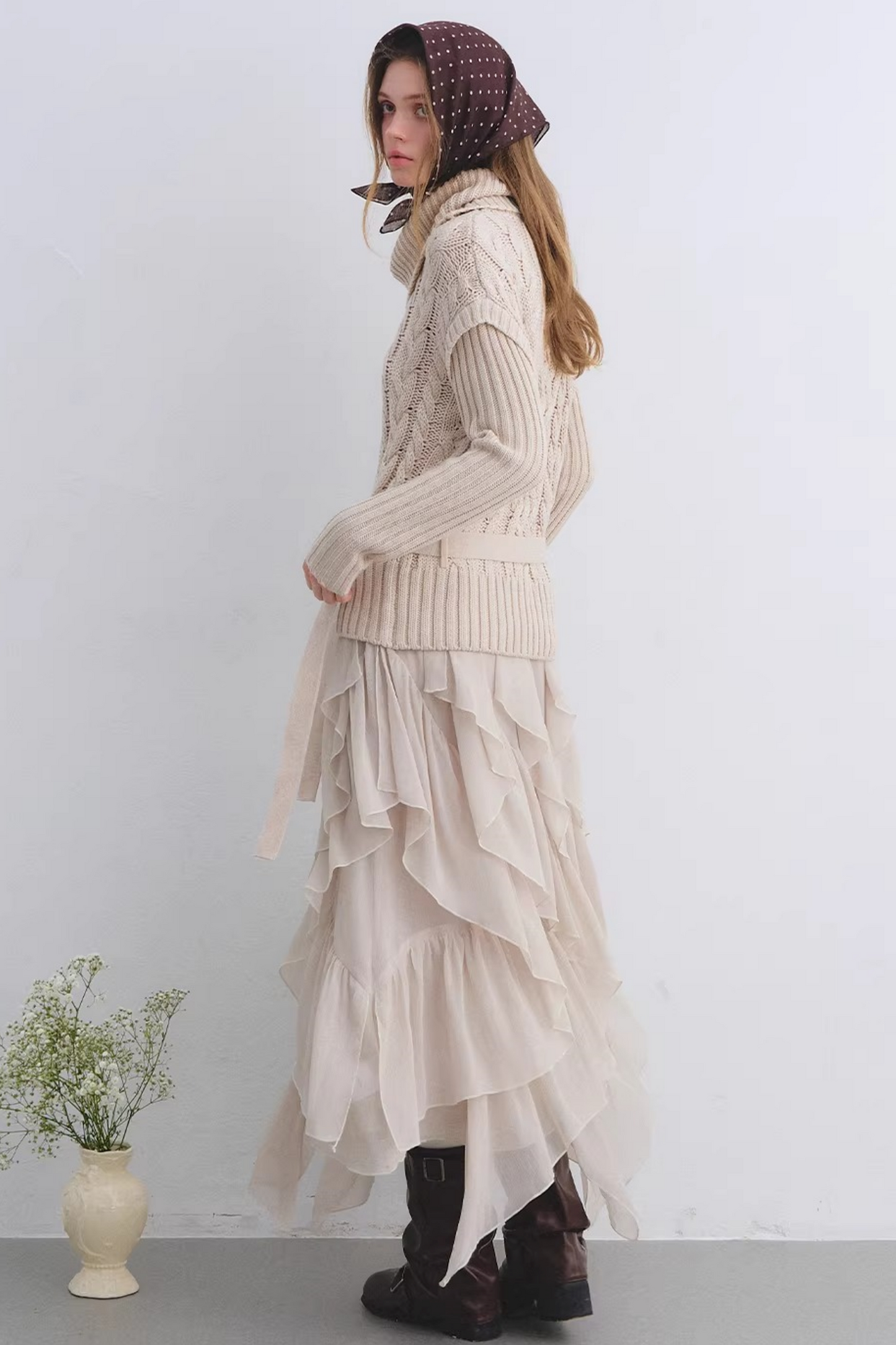 Wool Blend Cable Knit Sweater