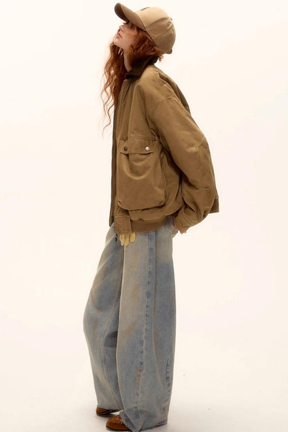 Vintage Washed Distressed Denim Pants